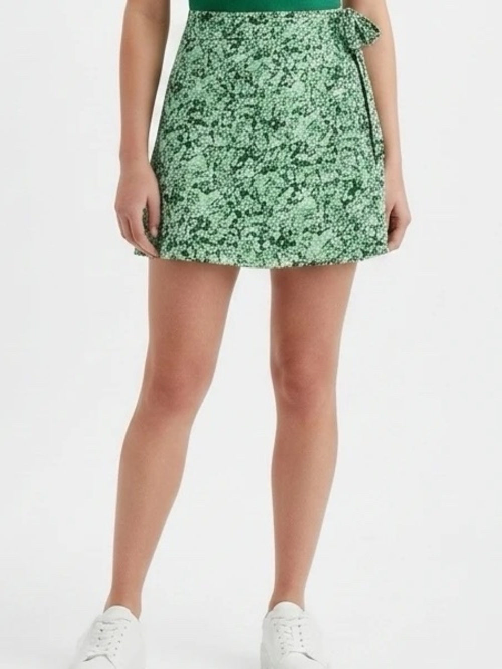 Abound Green Floral Print Wrap Skirt